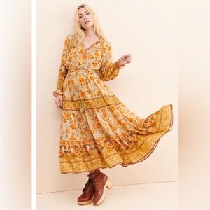 Spell & the Gypsy Floral Bohemian Maxi Dress in Yellow and Orange